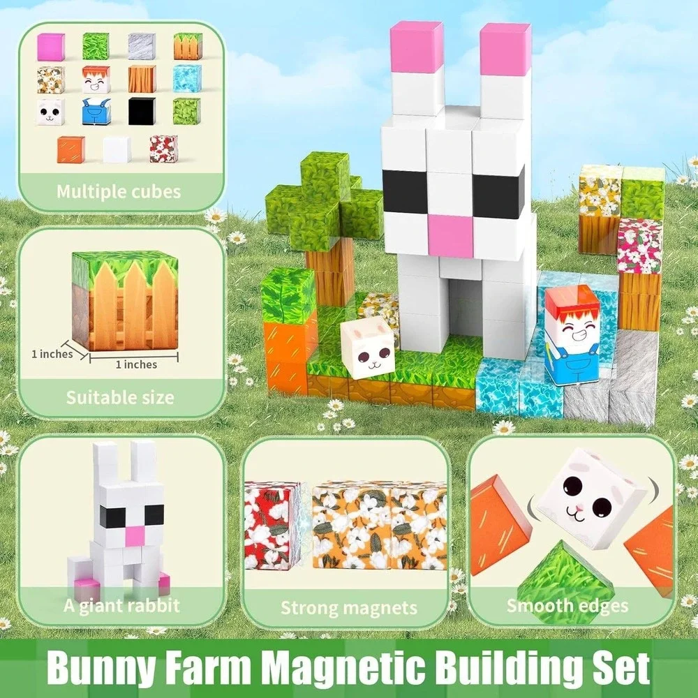 PBKCQ Animal Forest 132PCS Magnetic Building Blocks Toddler‎ Toys,Build Forest W